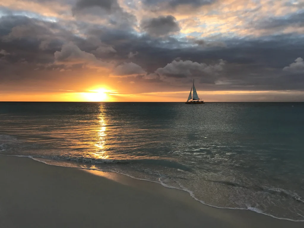 sunset catamaran sail