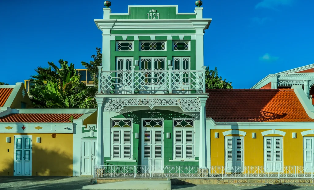 colorful buildings in oranjestad aruba